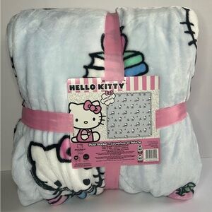 Hello Kitty Back to School Viral Blanket Full/Queen Blue Apple NEW